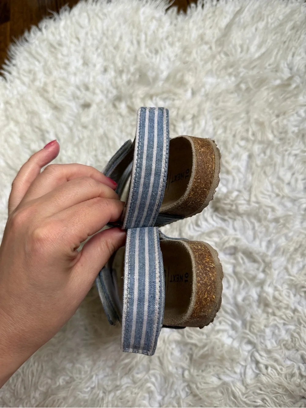 next Blue and White Striped Hook-and-Loop Kids Sandals